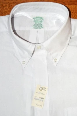 NWT USA Brooks Brothers Makers Brooksweave 16.5 34 white OCBD oxford cloth shirt - Image 1 of 4