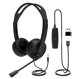 Venker U16 Casque USB avec Microphone, 3.5mm/USB Jack 2-en-1 Casque Ordinateur - Photo 1/7