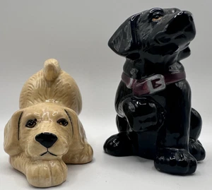 Juego de coctelera de sal y pimienta de cerámica negra y amarilla para perros de laboratorio - Imagen 1 de 16