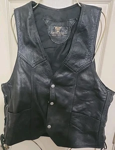 Chaleco de motociclista de cuero negro para mujer talla PEQUEÑO - Imagen 1 de 5
