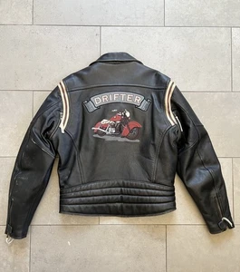 Vintage Kawasaki Vulcan Drifter Brand Logo Leather Motorcycle Biker Jacket Sz L - Picture 1 of 24