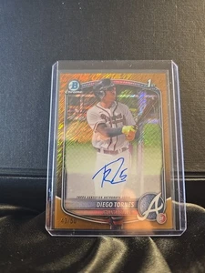 2025 Bowman Chrome Diego Tornes Autograph /50 Gold Shimmer 1st Bowman Atl Braves - Picture 1 of 2