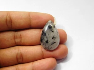 Piedra Rutilo Natural Negro Rutilo Cuarzo Cabujón Piedra Preciosa Suelta 37 Cts. ME-8491 - Imagen 1 de 4
