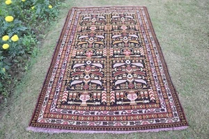 Antique Afghan Caucasian Style Rug 3x5 ft Vintage Turkmen Handmade Bidjar Carpet - Picture 1 of 14