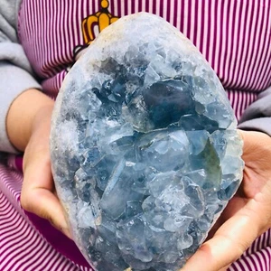 2430g Natural Blue Celestite Crystal Geode Quartz Cluster Mineral Specimen - Picture 1 of 12