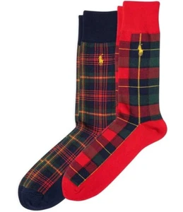 New Polo Ralph Lauren Men's Plaid Slack Dress Socks 2-Pack Shirting Style - Picture 1 of 4