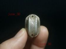 Old Chinese Tibet Silver Handmade lovely fish bead necklace Pendant Gift