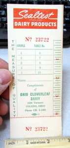Boleto numerado vintage Sealtest Dairy Products Toledo Ohio, hoja de trébol de Ohio - Imagen 1 de 4