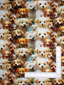 Dog Animal Fabric By The Yard Fur Ever Friends Dogs Allover Cotton 3 Wishes - Picture 1 of 3