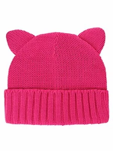 D&Y Women's Cute Top Cat Ears Cuffed Warm Knit Beanie Hat Skull Cap - Picture 1 of 10