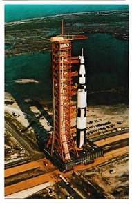 NASA APOLLO SATURN-V Launch John F Kennedy Space Center Merritt Island Postcard - Picture 1 of 2