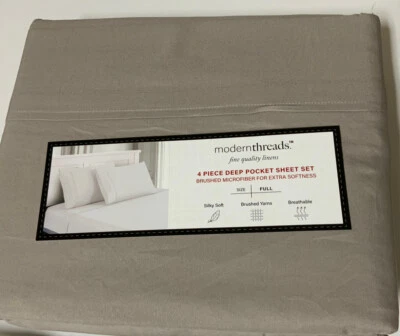 🧷 MODERN THREADS 4piece deep pocket sheet set, full size taupe 🆕 — 第 1/2 张图片