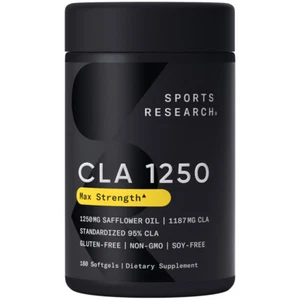 CLA 1250mg Active Conjugated Linoleic Acid, Soy & Gluten Free (180 Softgels) - Picture 1 of 7
