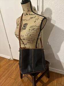 Vintage Bottega Veneta Marco Polo Black Brown Coated Canvas Shoulder Bag Purse - Picture 1 of 19