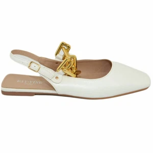 Scarpe donna mules ballerine mocassino raso terra tallone scoperto bianco con ca - Foto 1 di 7