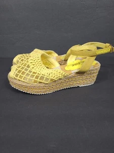 Miss L Fire Toulouse Mesh Espadrille SandalsLace Rare Sz 6.5 ( 37 ) Yellow - Picture 1 of 14