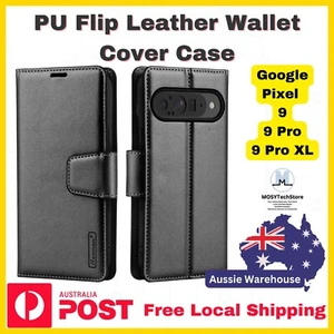 BLACK PU Flip Leather Wallet Cover Case for Google Pixel 9 9 Pro XL - Picture 1 of 6