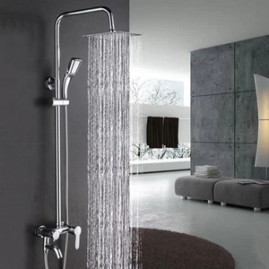 Bathroom wall mount Rainfall/waterfall Shower Set Chrome Mixer With Hand Spray-B - Picture 1 of 5