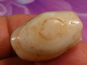 ANCIENT INDO TIBETAN WESTERN ASIA BANDED AGATE EYE BEAD TAPERED SHAPE 26-16 MM
