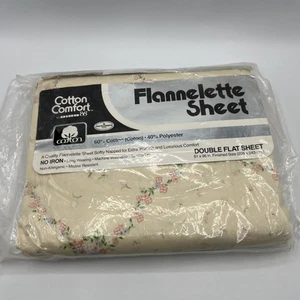 Bibb Flannelette Double Flat Sheet Floral Flannel Bedding - Picture 1 of 5