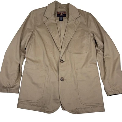 Duluth Trading Co. Mens Khaki Canvas Blazer Jacket Safari Size Sm - Image 1 of 4