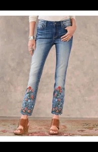 Driftwood Jeans Womens Size 29x25 Blue Candace Floral embroidery Crop - Picture 1 of 13