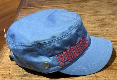 GORRA PUMA Militar ~ Talla Única ~ 100% Algodón LT. AZUL con Logo ROJO Espalda Ajustable Nueva con Etiquetas Foto 1 de 4