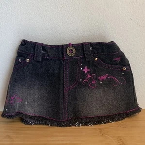 Build A Bear Denim Black Skirt Pink Floral Butterfly Discontinued Design BABW - Picture 1 of 7