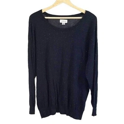 Suéter Avenue Mujer Brillante Negro Plata Talla Grande 18 20 Manga Larga Foto 1 de 4