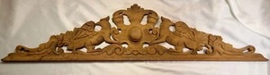 Antique French Wood Carved Oak Gothic Dragons Griffins Pediment Architectural - Picture 1 of 12