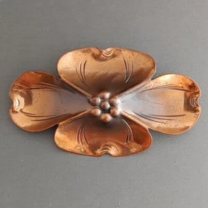 NE Vintage Dogwood Floral Brooch Pin Niels Erik Denmark MCM Scandinavian 2 3/8" - Picture 1 of 7