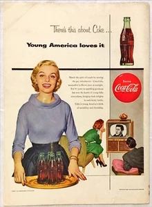 Vintage Print Ad 1954 Coca Cola Young America Loves It Classic Advertisement - Picture 1 of 1