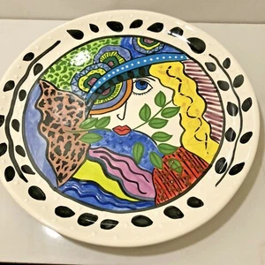 Gaetano Pottery USA 11" Dinner Plate Faces Of Eve By Kandis - Picture 1 of 11