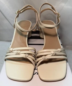John Lewis Leather Sandals UK 6 / 39 Womens Off White Ivie Buckle Ankle Strap - Picture 1 of 17