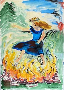 Goddess Ingoria 3 Acrylic on Paper Original Art Painting Beata Ulikowska Signed - Picture 1 of 7