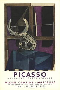 PABLO PICASSO Musee Cantini 35" x 27.5" Lithograph 1959 Cubism Purple Pablo Pica - Picture 1 of 17