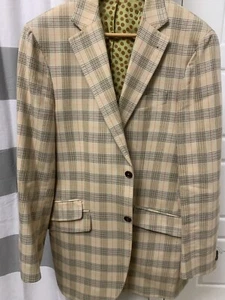 Giacca tuta blazer KUHLMAN uomo a quadri beige marrone marrone arancione 40 US 50 EU lunga - Foto 1 di 8