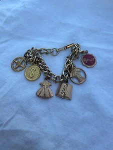 VINTAGE~School CHARM BRACELET, 6 charms, book dress Honor S T A R Estate - Picture 1 of 6