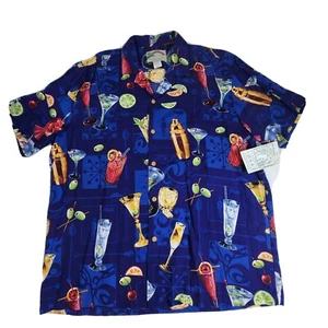 Paradise Found Herren Lrg Hawaii Cocktail Martini Button Down Kurzarm Hemd - Bild 1 von 11