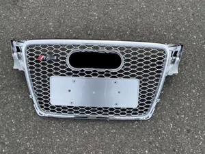 RS4 Stil Kühlergrill Wabengrill Front Grill Full Silber Für Audi A4 B8 2008-2012 - Bild 1 von 4