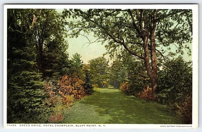VINTAGE OLD ANTIQUE POSTCARD HOTEL CHAMPLAIN GREEN DRIVE BLUFF POINT NEW YORK - Image 1 of 2