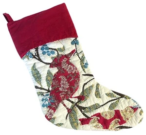 "Medias de Navidad acolchadas Pottery Barn Red Bird Cardinal 19,75"" L forradas de algodón" - Imagen 1 de 7
