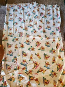 Vintage 90s Walt Disney Winnie the Pooh Rod Pocket Curtains & Ties 2 Panel 86x38 - Picture 1 of 6