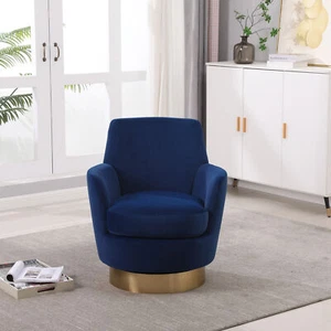 Velvet Swivel Barrel Chair, Swivel Accent Chairs Armchair for Living Room, Readi - Picture 1 of 15