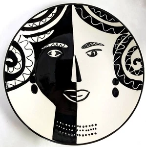 West Elm Female Abstract Art Portrait Plate 9.25" Hand Painted Ceramic, Unused - Picture 1 of 6