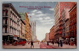 Washington Street View Indianapolis IN Danbury Hat Co Sign Policeman Streetcars - Picture 1 of 2