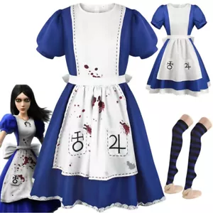 Madness Returns Alice Blood JK Maid Apron Dress Alice Princess Cosplay Costumes - Picture 1 of 16
