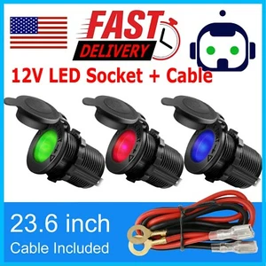 12V Waterproof Car Motorcycle Boat Cigarette Lighter Socket Power Plug Outlet - Picture 1 of 15