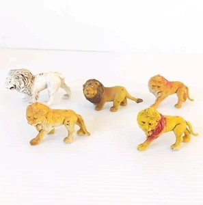 ×5 Vintage Toy LIONS Plastic Painted Circus Animal Zoo China Figure - Picture 1 of 3