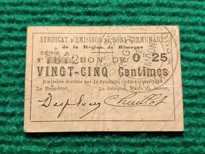 Billet Nécessité - BONS COMMUNAUX - RIMOGNE - 25 CENTIMES - Imagen 1 de 2